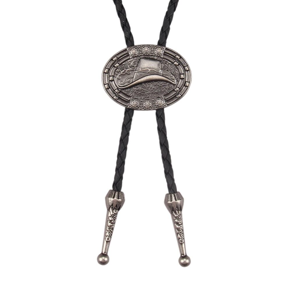 3549 Vintage Silver Cowboy Hat Bolo Tie – Western Style Metal Bolo Tie